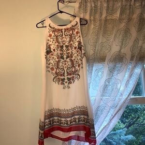 White Sleeveless Bright Patterned Dress